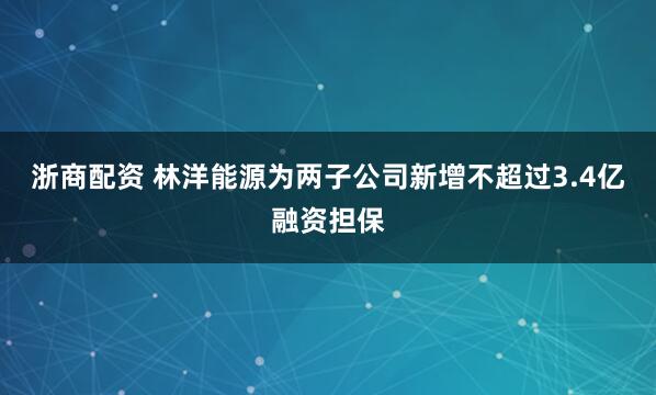 浙商配资 林洋能源为两子公司新增不超过3.4亿融资担保