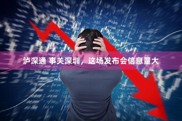 泸深通 事关深圳，这场发布会信息量大